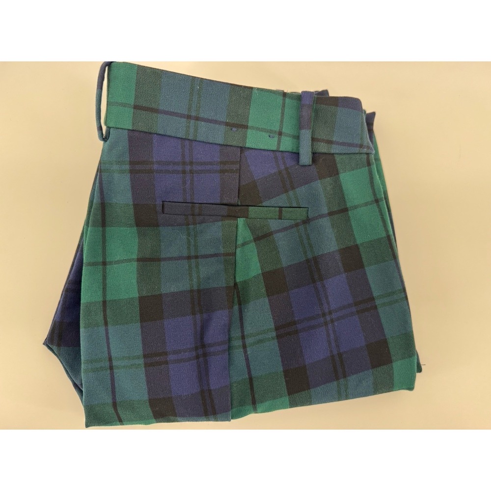 J Crew Ruby Full-Length Pants Womens 10 Green Navy Plaid Stretch Tartan Preppy - Picture 9 of 9